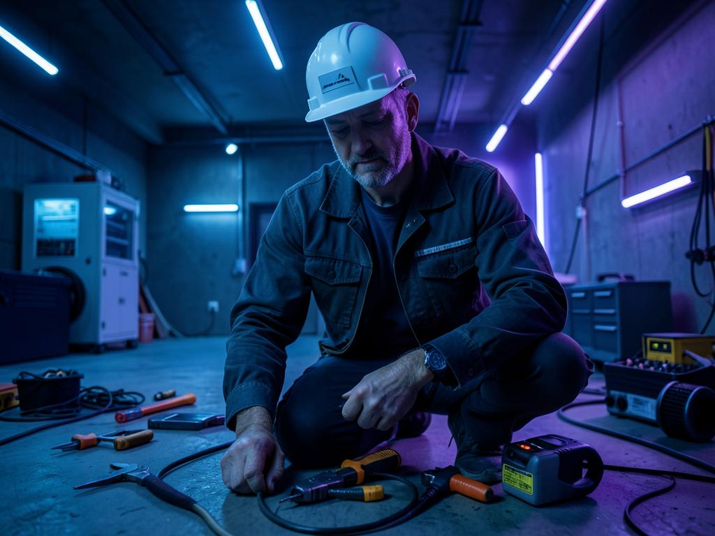 Contractor working on site with tools